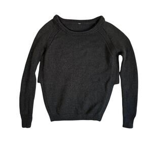 Lululemon Wool Comfy Split Hem Dark Green Olive Sweater Long Sleeve Yin To You 8